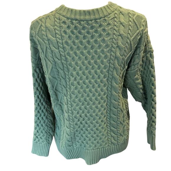 Demylee Sage Green Organic Cotton Cable Knit Sweater Women’s XS - Picture 2 of 5